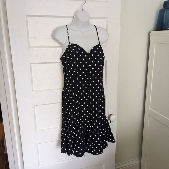 Roberta VINTAGE FLARED HEM COCKTAIL POLKA DOT STRAPPY DRESS SIZE 9/10 - Picture 2 of 16